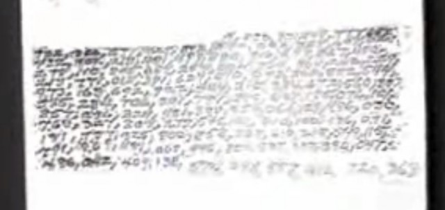 A few days after Hubbard died, his followers were shown this sheet of paper, with a very large number written on it: 24 followed by 345 additional digits. They were told this is how many years into the past Hubbard had eventually traveled along his "whole track" after a lifetime of research. This number can also be expressed this way: 24 billion trillion trillion trillion trillion trillion trillion trillion trillion trillion trillion trillion trillion trillion trillion trillion trillion trillion trillion trillion trillion trillion trillion trillion trillion trillion trillion trillion trillion years.
