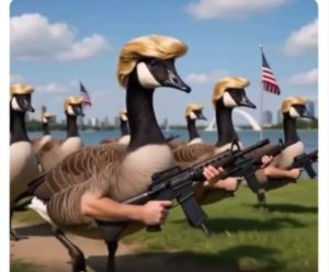 Libturds can’t handle Trump’s bold vision for armed geese guarding Lake America
